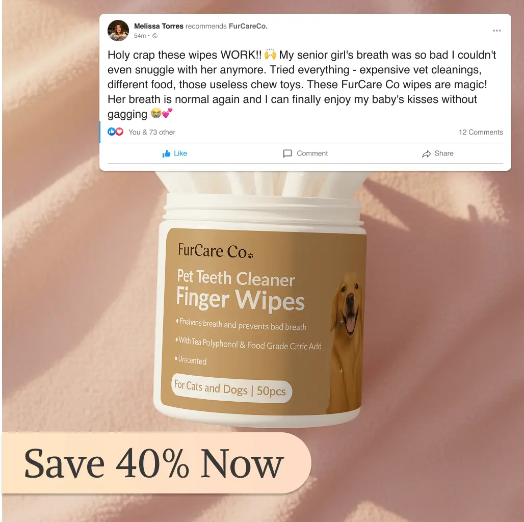 Vet-Approved Dental Finger Wipes For Cats & Dogs (50 Count)