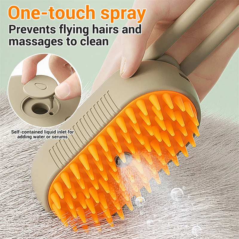 FurCarreCo 3-in-1 Cat Steam Brush: Electric Spray Grooming Comb for Effortless Pet Care