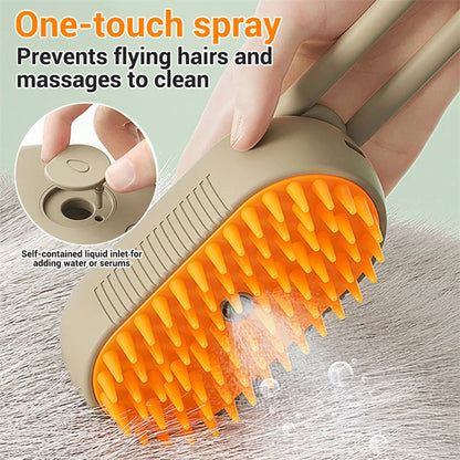 FurCarreCo 3-in-1 Cat Steam Brush: Electric Spray Grooming Comb for Effortless Pet Care