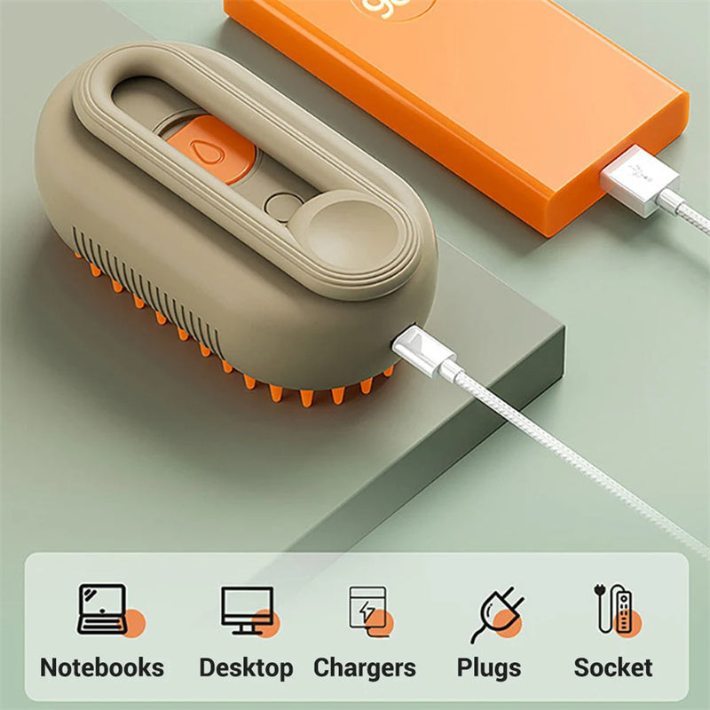 FurCarreCo 3-in-1 Cat Steam Brush: Electric Spray Grooming Comb for Effortless Pet Care