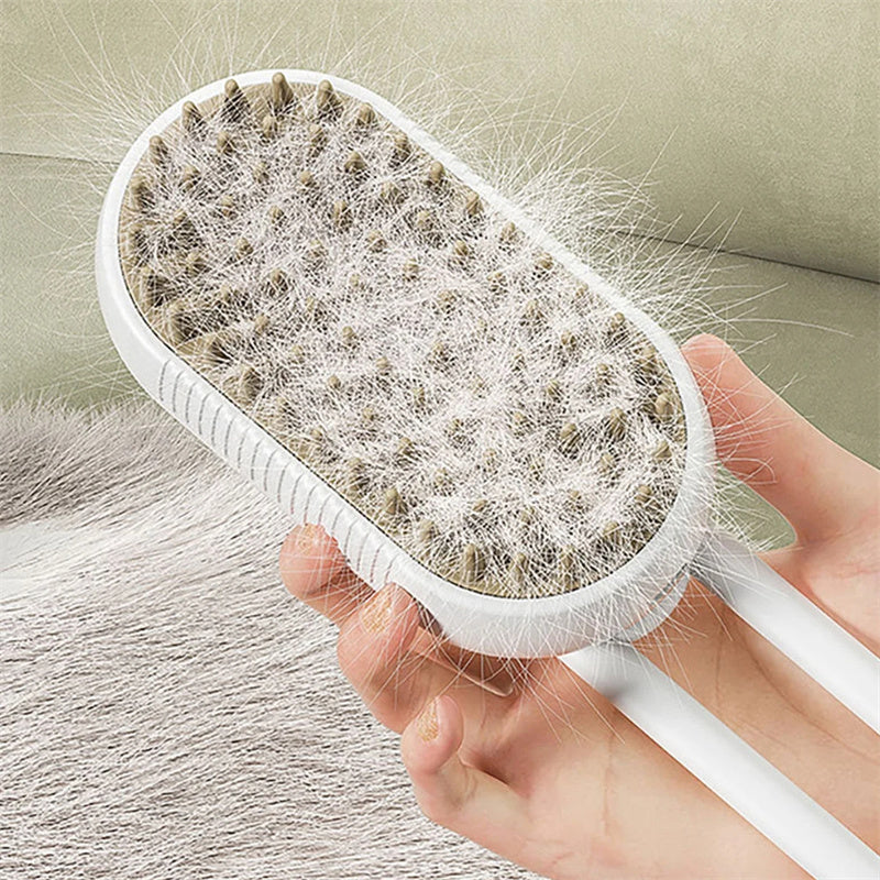 FurCarreCo 3-in-1 Cat Steam Brush: Electric Spray Grooming Comb for Effortless Pet Care